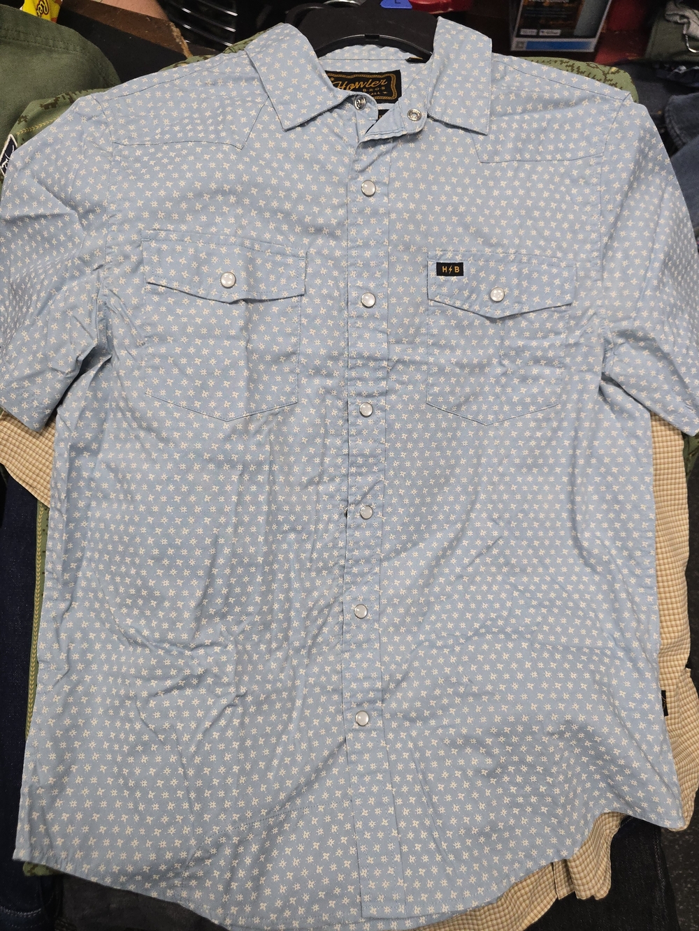 Howler Bros R-Bar-B Snapshirt Floral Snap Shirt Blue & White Small